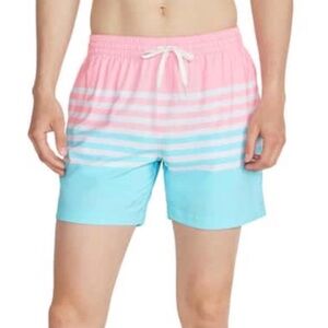 Chubbies Swim Trunks Medium 5.5 Inseam Pink Blue Striped Beach Preppy